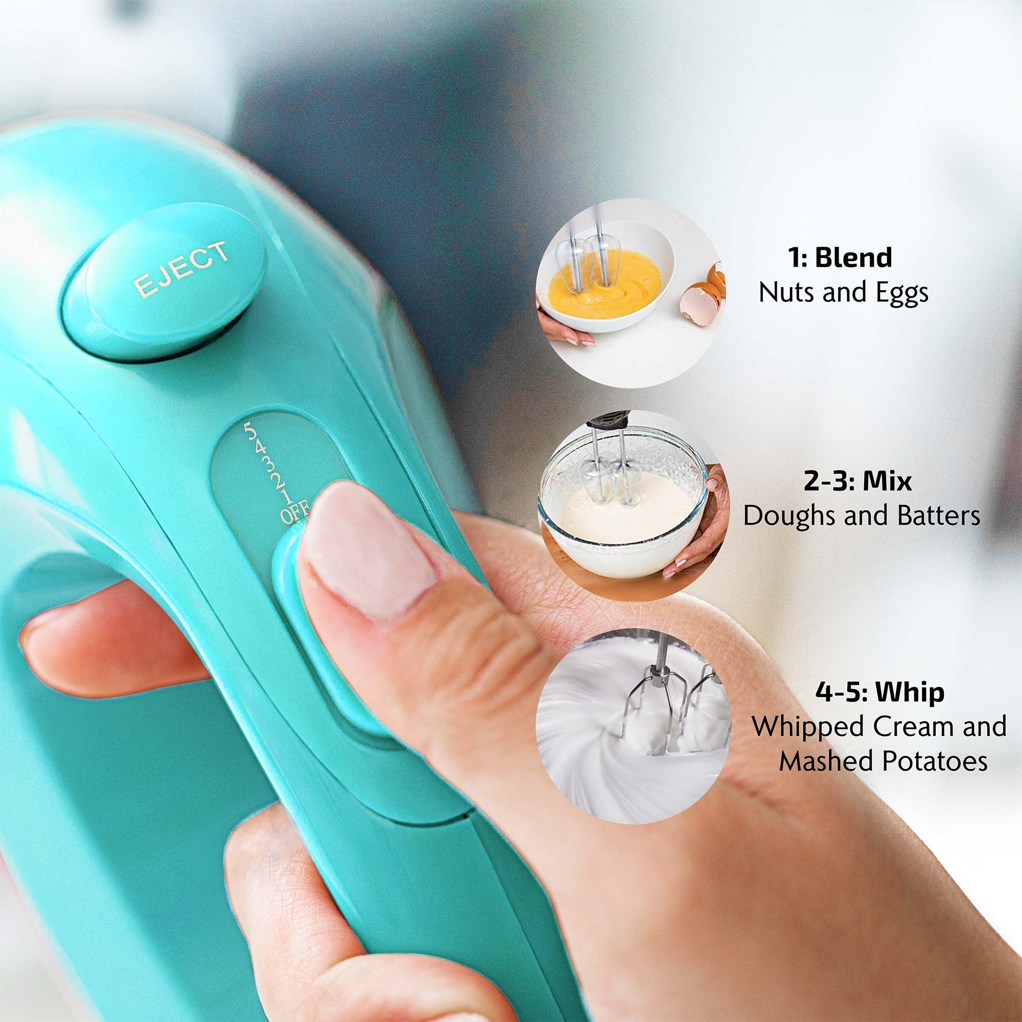 Ovente Ultra Power 5-Speed Hand Mixer HM151T