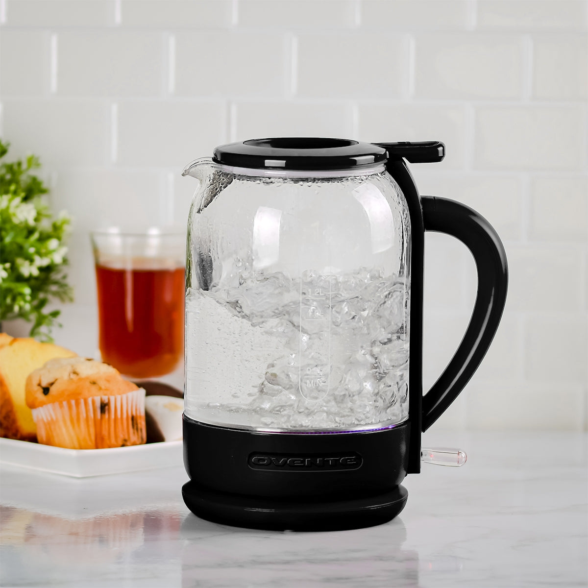 Ovente 1.5 Liter Electric Glass Hot Water Kettle with ProntoFill Technology KG516 Series