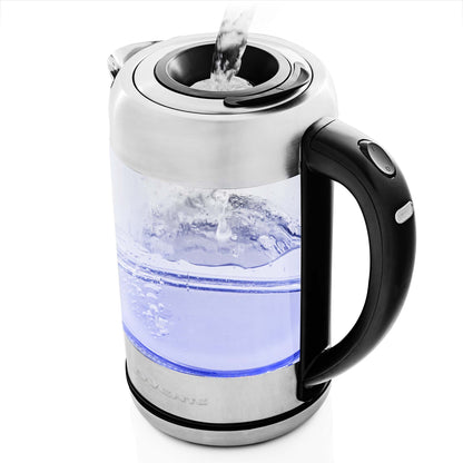 Ovente 1.7 Liter Glass Electric Hot Water Kettle With ProntoFill Technology KG612S