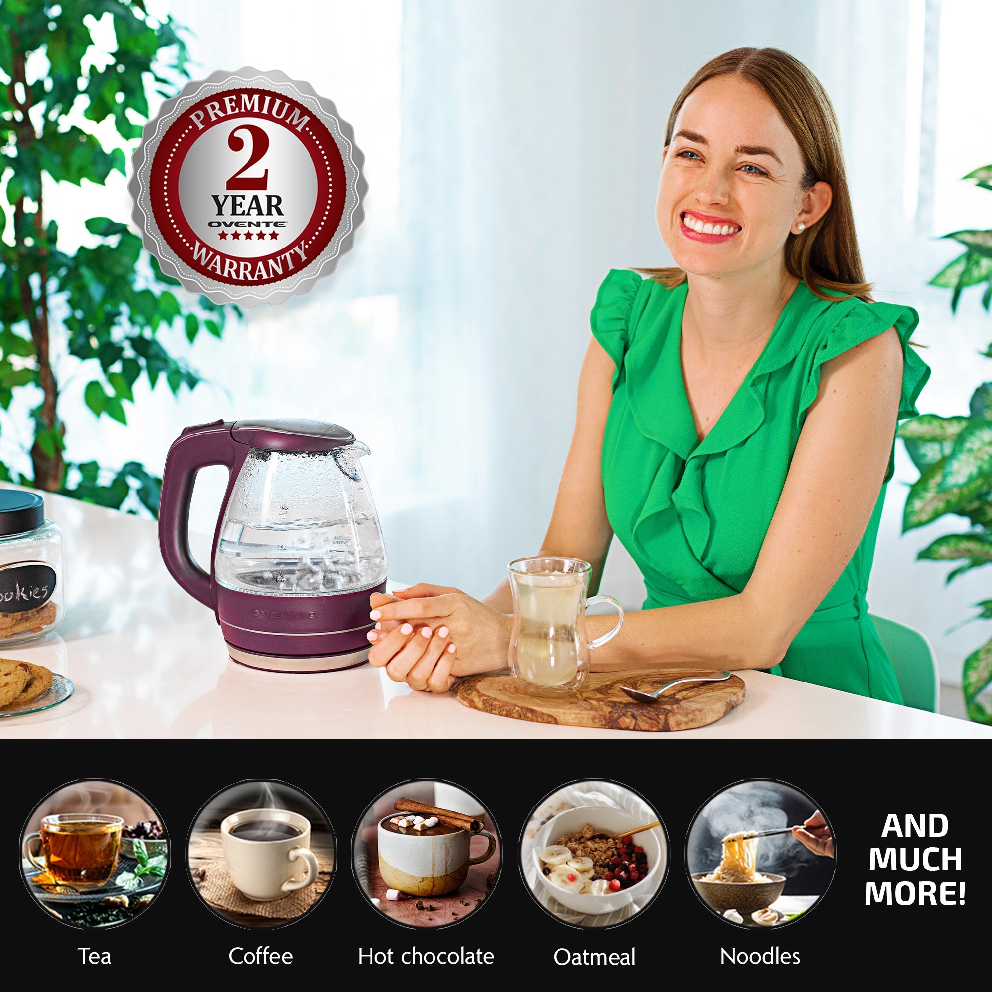 Ovente 1.5 Liter Electric Hot Water Kettle KG83 Series