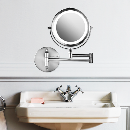 Ovente 7” Double Sided Wall-Mounted Vanity Mirror with LED Light MFW70 Series