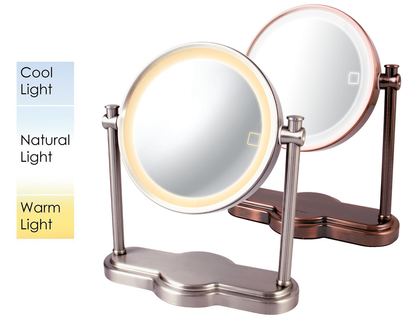 Ovente 8” Double Sided Tabletop Vanity Mirror with 3-Tone LED Light MHT80 Series