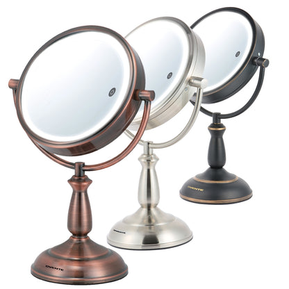 Ovente 8.5” Double Sided Tabletop Vanity Mirror with 3-Tone LED Light MPT85 Series