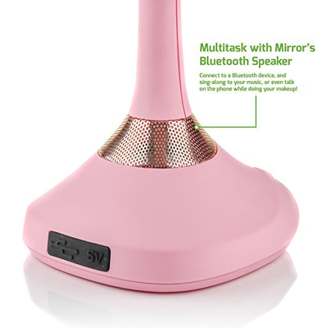 Ovente 6” Double Sided Tabletop Vanity Mirror with LED Light and Speaker MRT06 Series