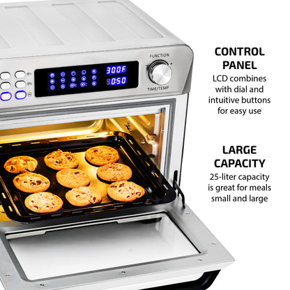 Ovente 25L Multi-Function Air Fryer Rotisserie Oven With Digital Screen OFD4025BR