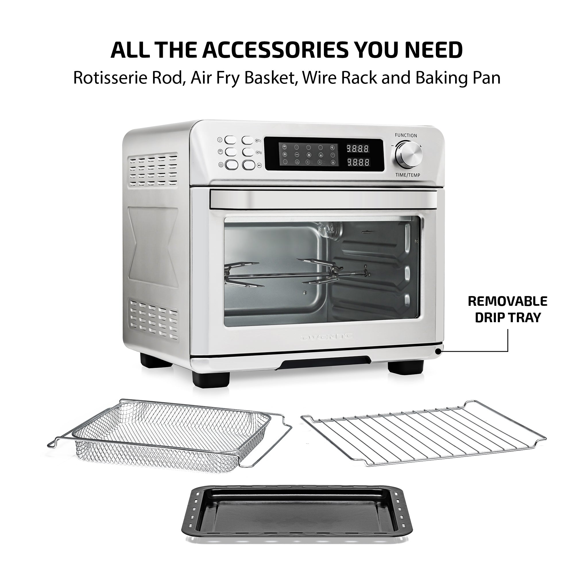 Ovente 25L Multi-Function Air Fryer Rotisserie Oven With Digital Screen OFD4025BR