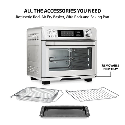 Ovente 25L Multi-Function Air Fryer Rotisserie Oven With Digital Screen OFD4025BR
