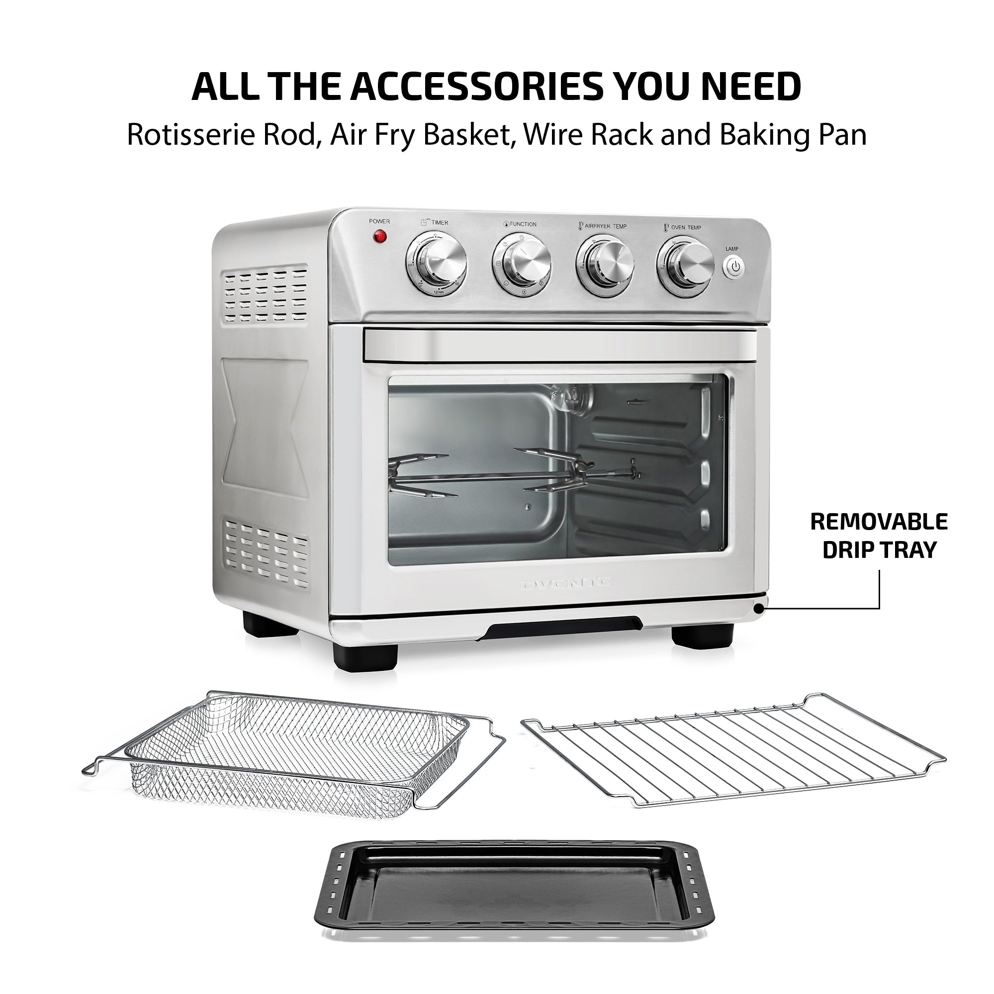 Ovente 25L Multi-Function Air Fryer Rotisserie Oven OFM2025BR