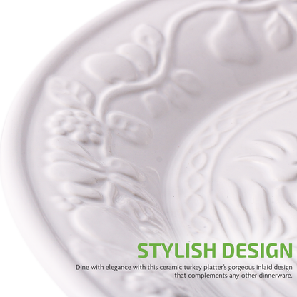 Ovente 22 lb Ceramic Turkey Serving Platter P4565W