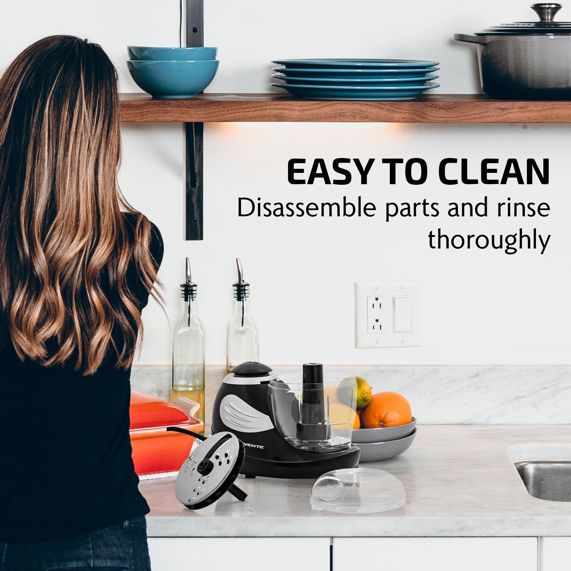 Ovente 1.5 Cup Mini Food Processor PF1007B