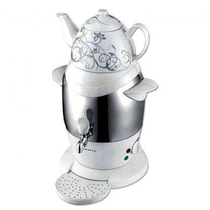 Ovente Stainless Steel Samovar Tea Maker with Ceramic Teapot