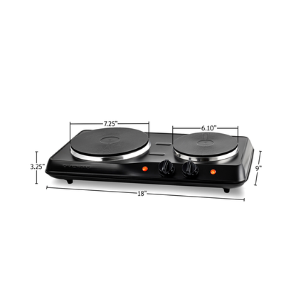 Ovente Electric Double Burner Cooktop BGS102B