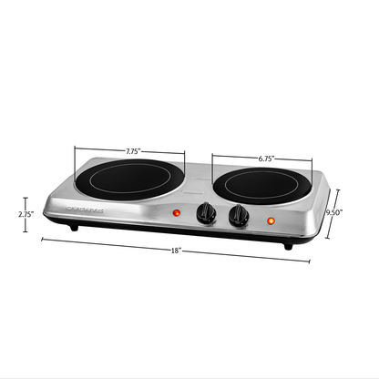 Ovente Double-Plate Infrared Glass Cooktop BGI102S