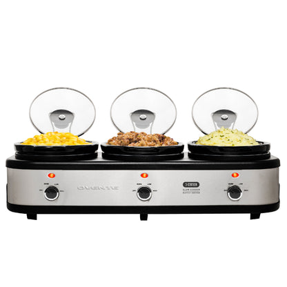 Ovente 3-Station Buffet Server with Slow Cooker Function SLO315CBR