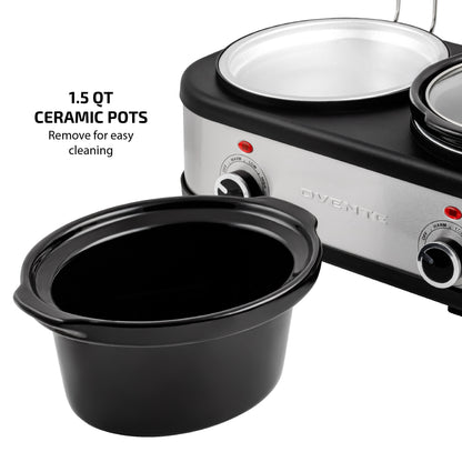 Ovente 3-Station Buffet Server with Slow Cooker Function SLO315CBR