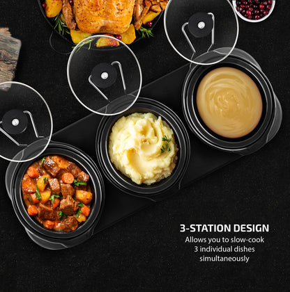 Ovente 3-Station Buffet Server with Slow Cooker Function SLO315CBR