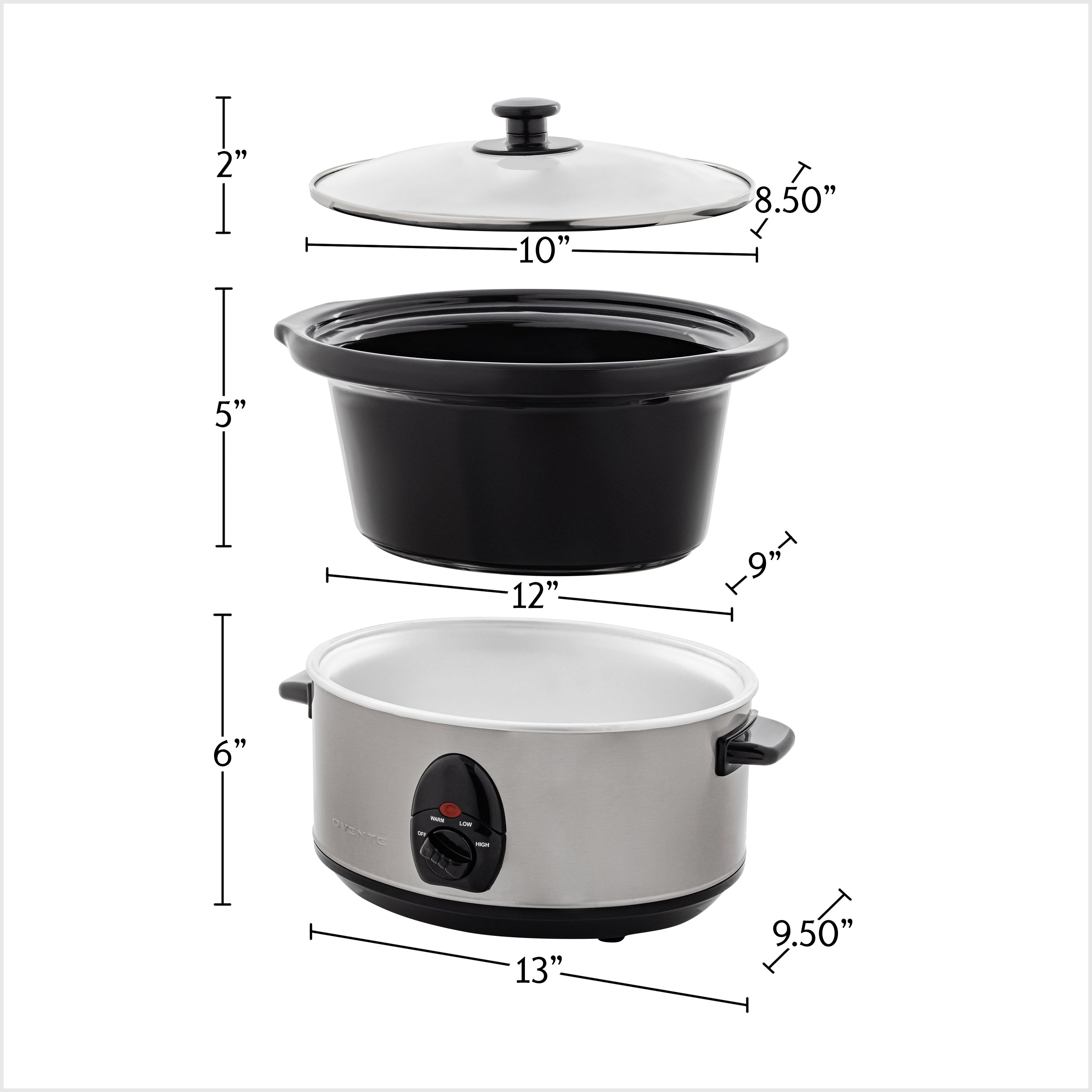 Ovente 3.5L Slow Cooker with Stoneware Crock