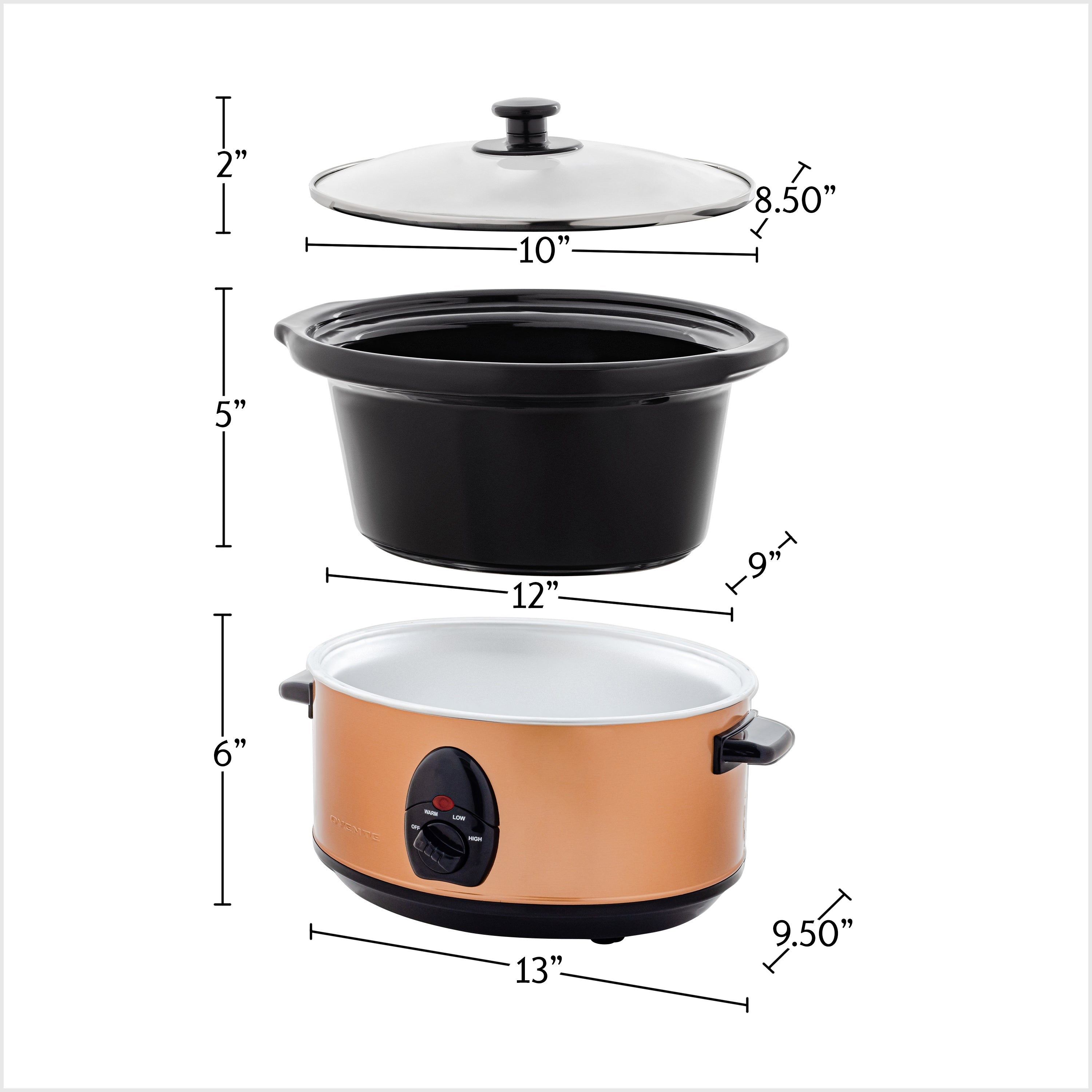 Ovente 3.5L Slow Cooker with Stoneware Crock