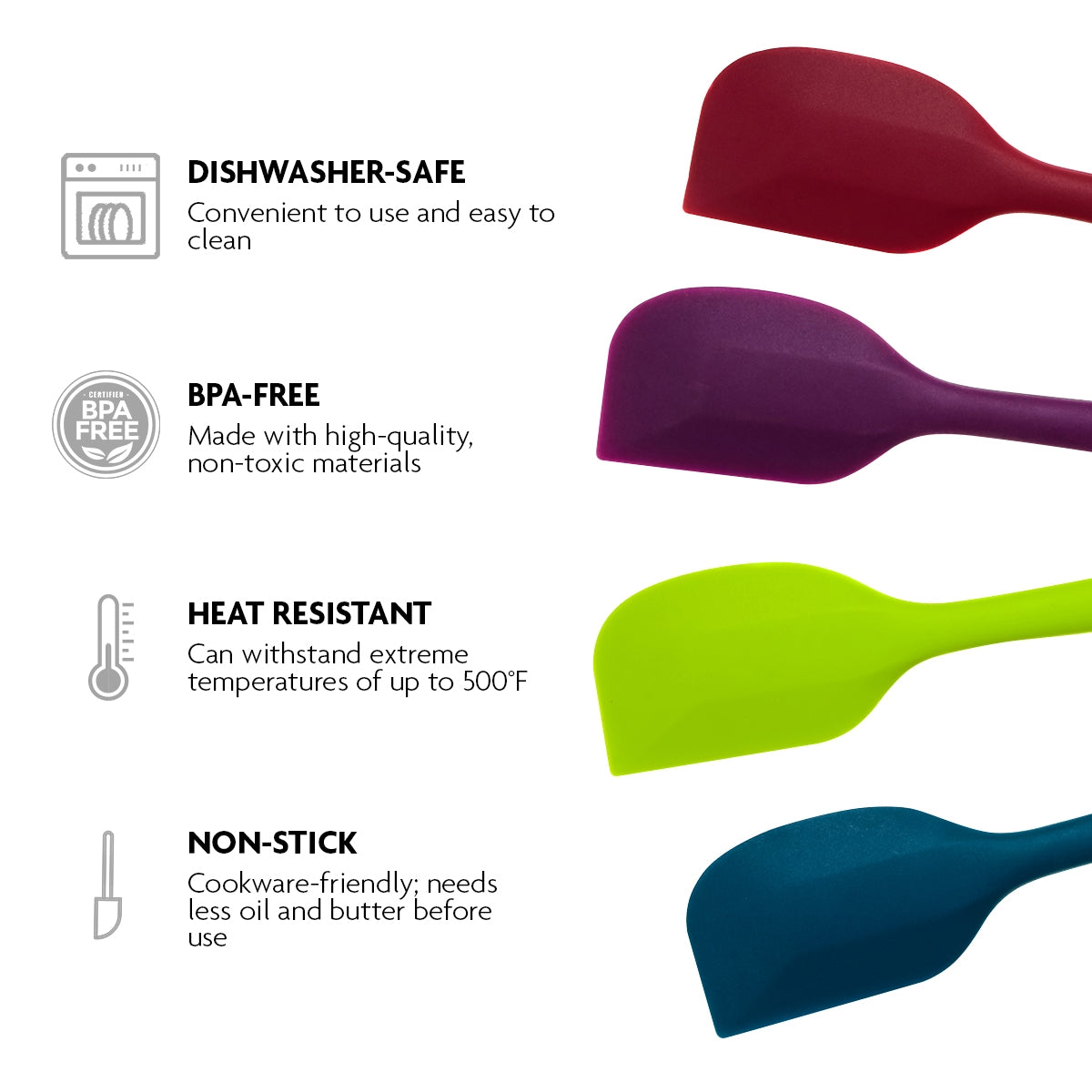 Ovente Stainless Steel Core Silicone Spatula SP1001 Series