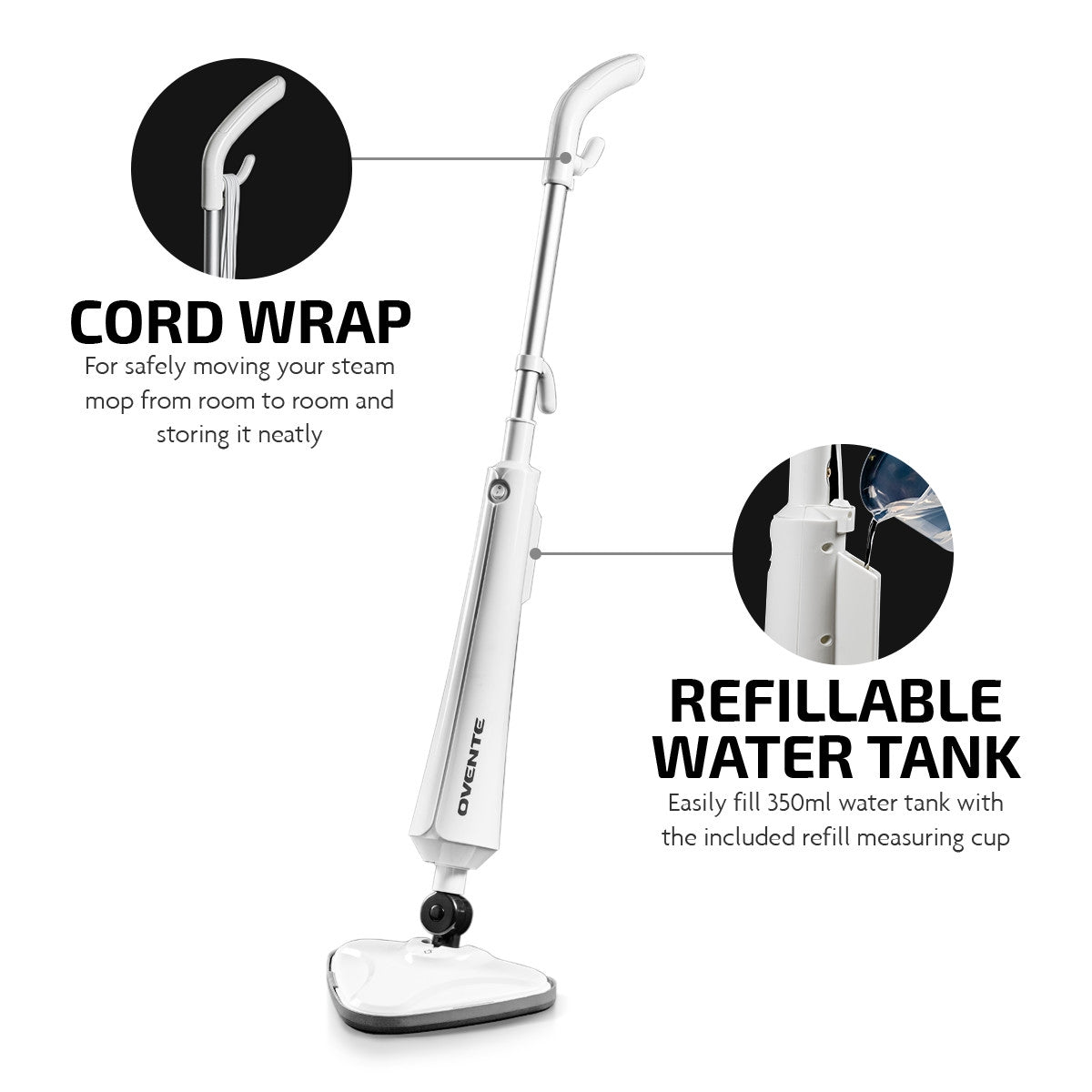 Ovente Electric Steam Mop ST405W