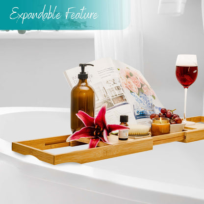 Zinkoo Expandable Bamboo Bathtub Caddy TCB2012B