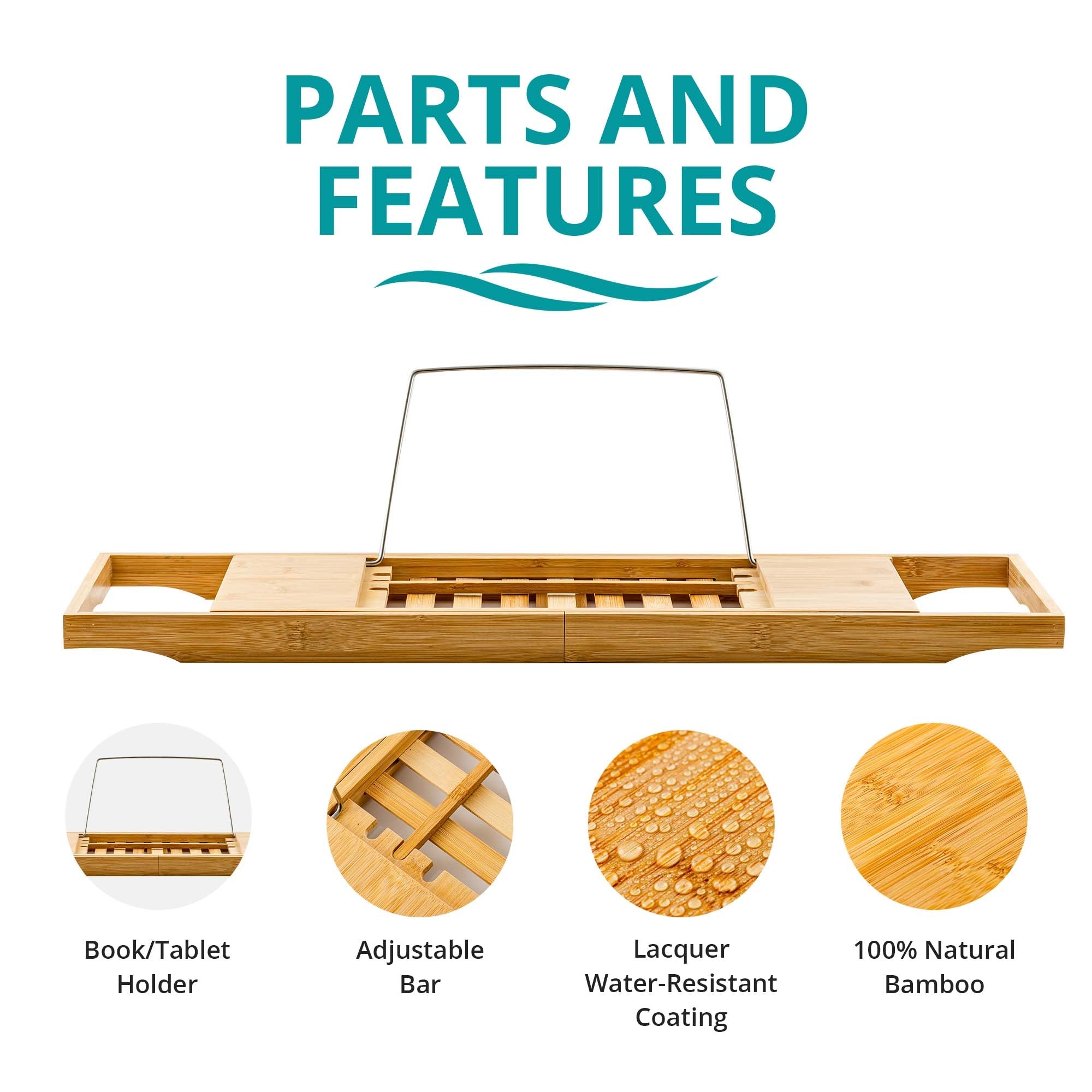 Zinkoo Expandable Bamboo Bathtub Caddy TCB2012B