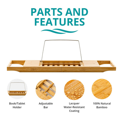 Zinkoo Expandable Bamboo Bathtub Caddy TCB2012B