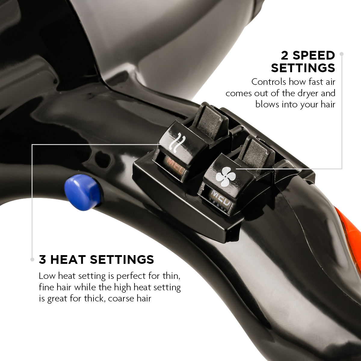 Ovente Ceramic Coated Professional Ionic Tourmaline Hair Dryer X3