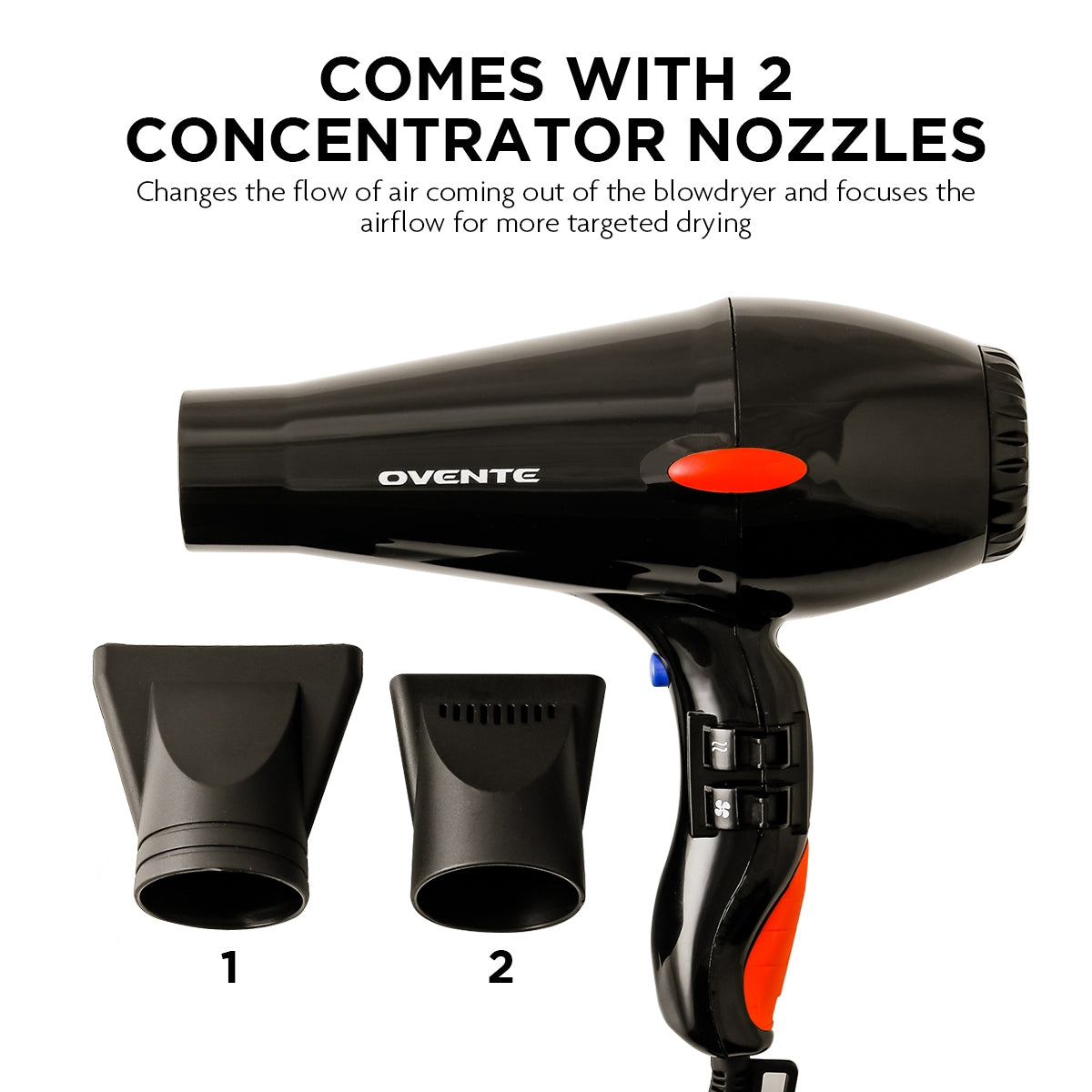 Ovente Ceramic Coated Professional Ionic Tourmaline Hair Dryer X3