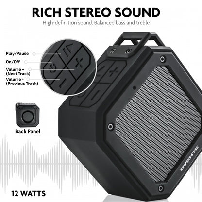 Ovente 2000 mAh Waterproof Wireless Speaker ZA1200B