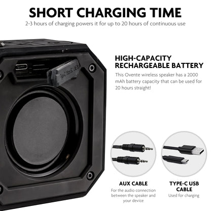 Ovente 2000 mAh Waterproof Wireless Speaker ZA1200B